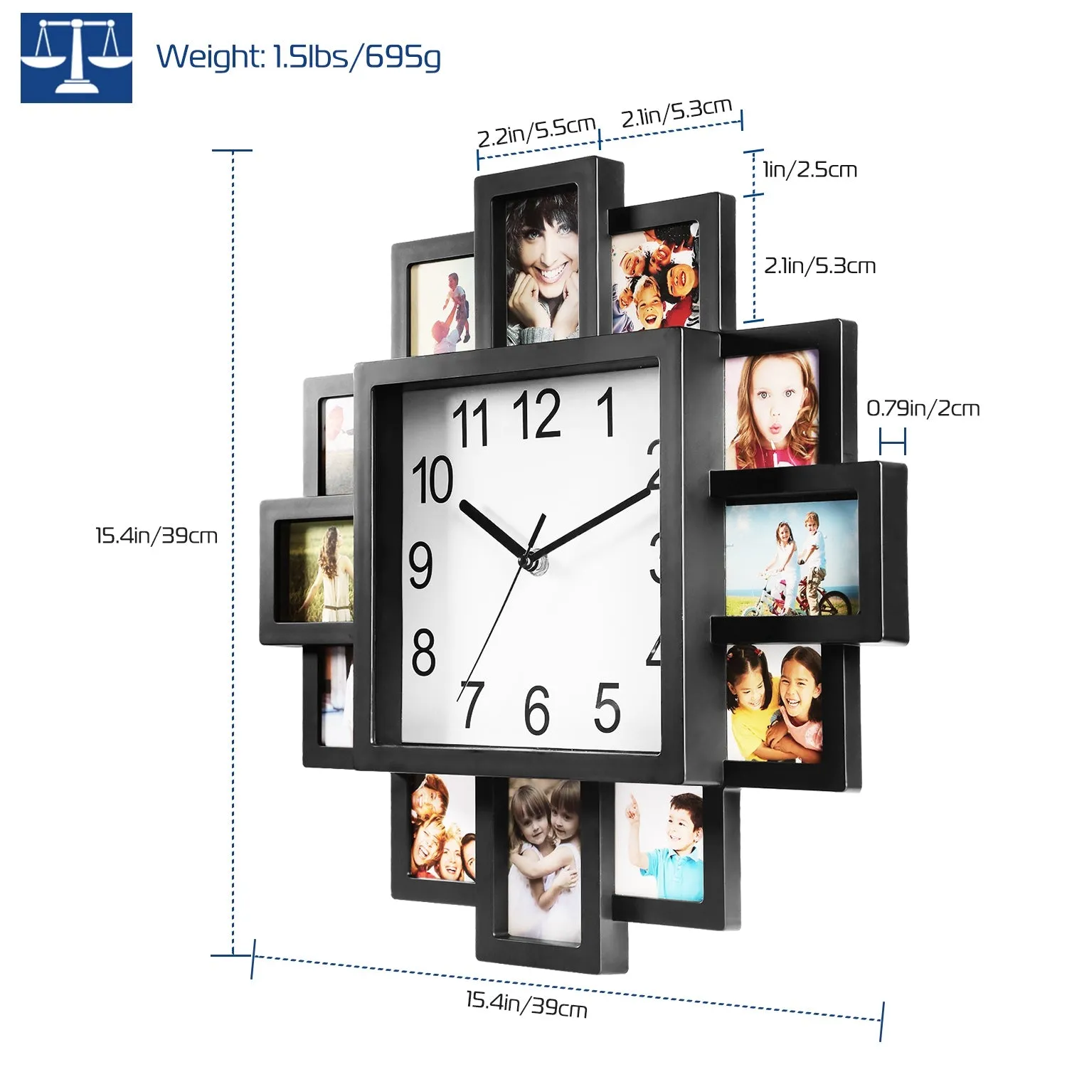 12-Picture Display Wall Clock