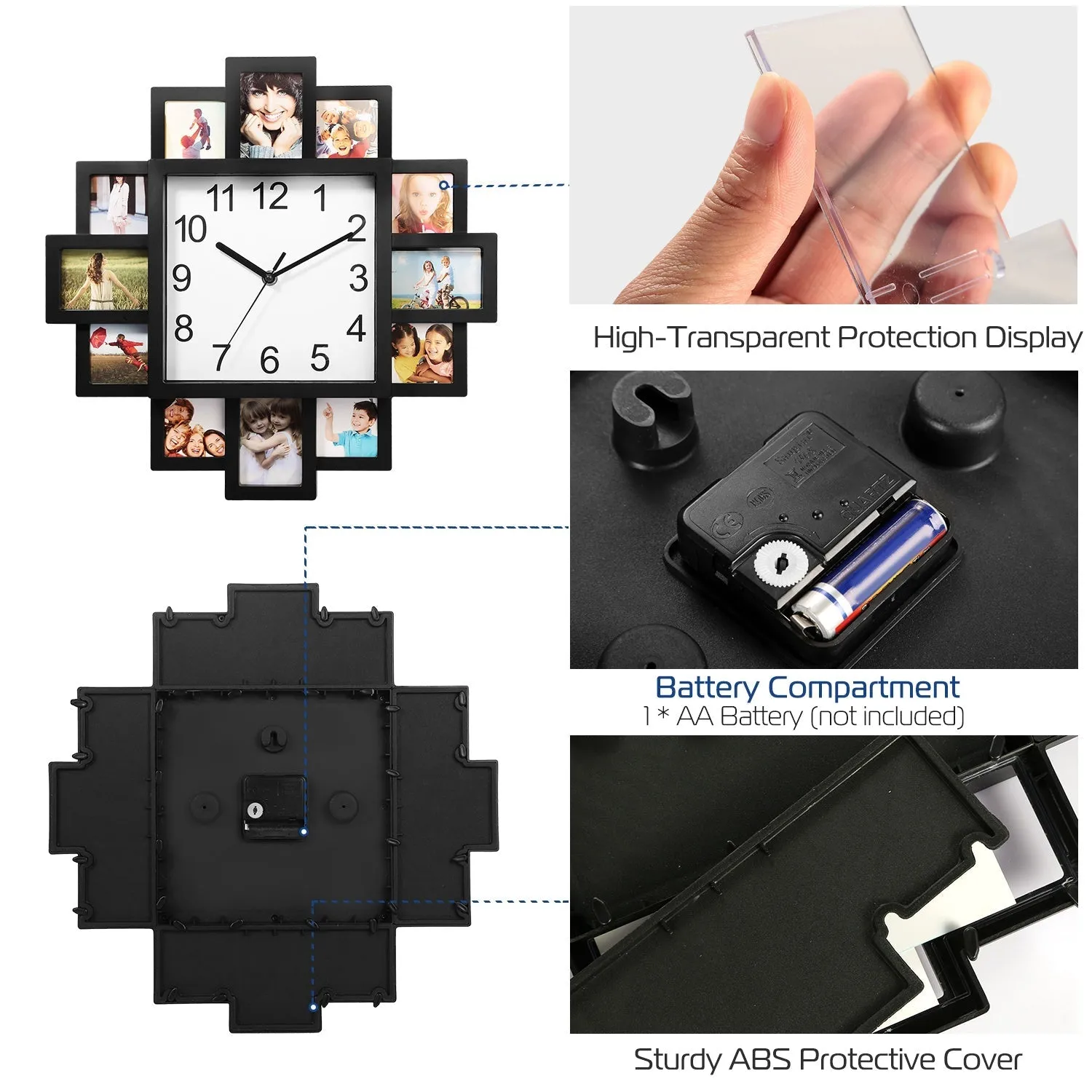 12-Picture Display Wall Clock
