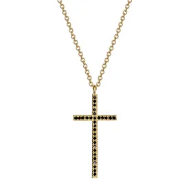 18K Gold Black Diamond Pave Cross Pendant