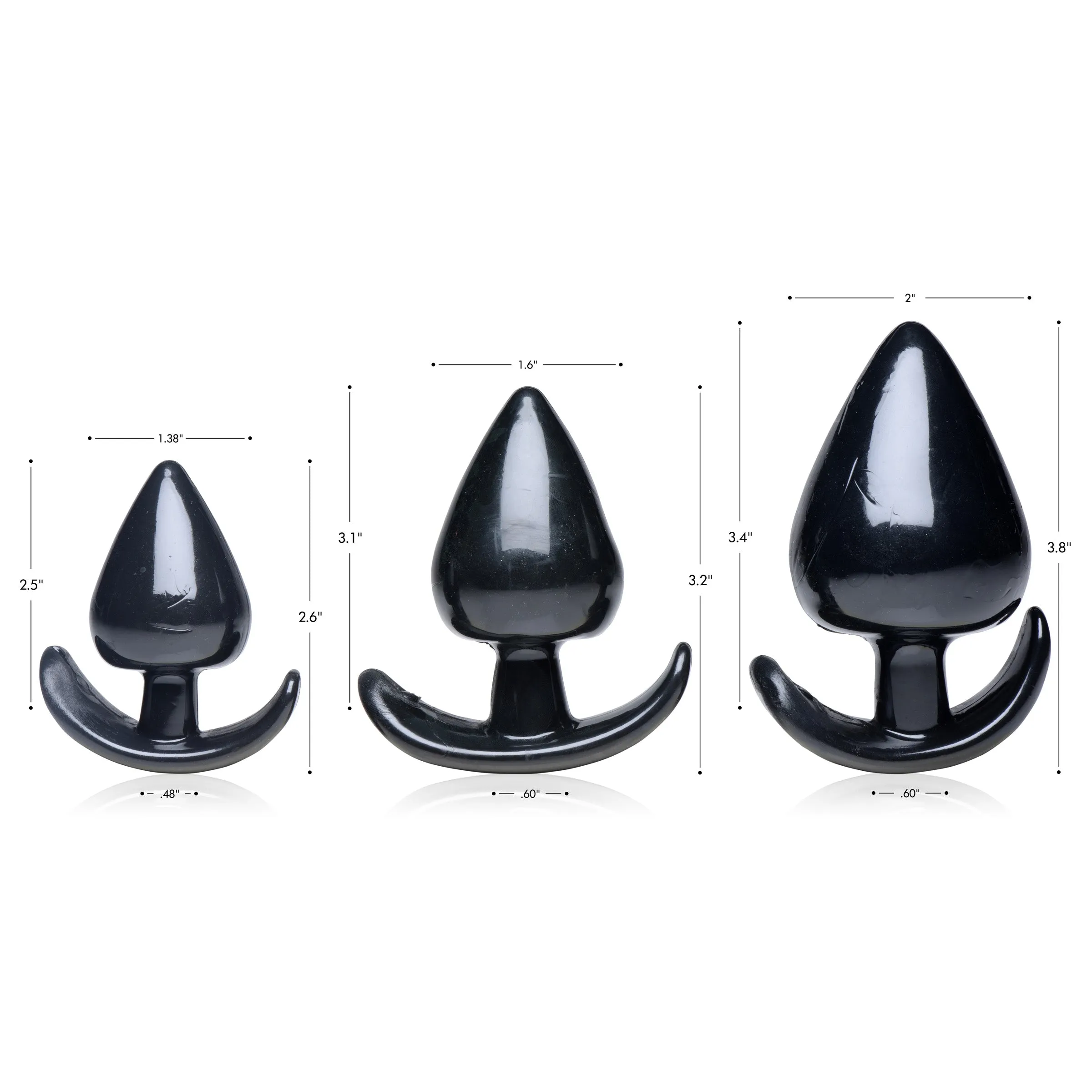 3 Piece Anal Plug Set - Black