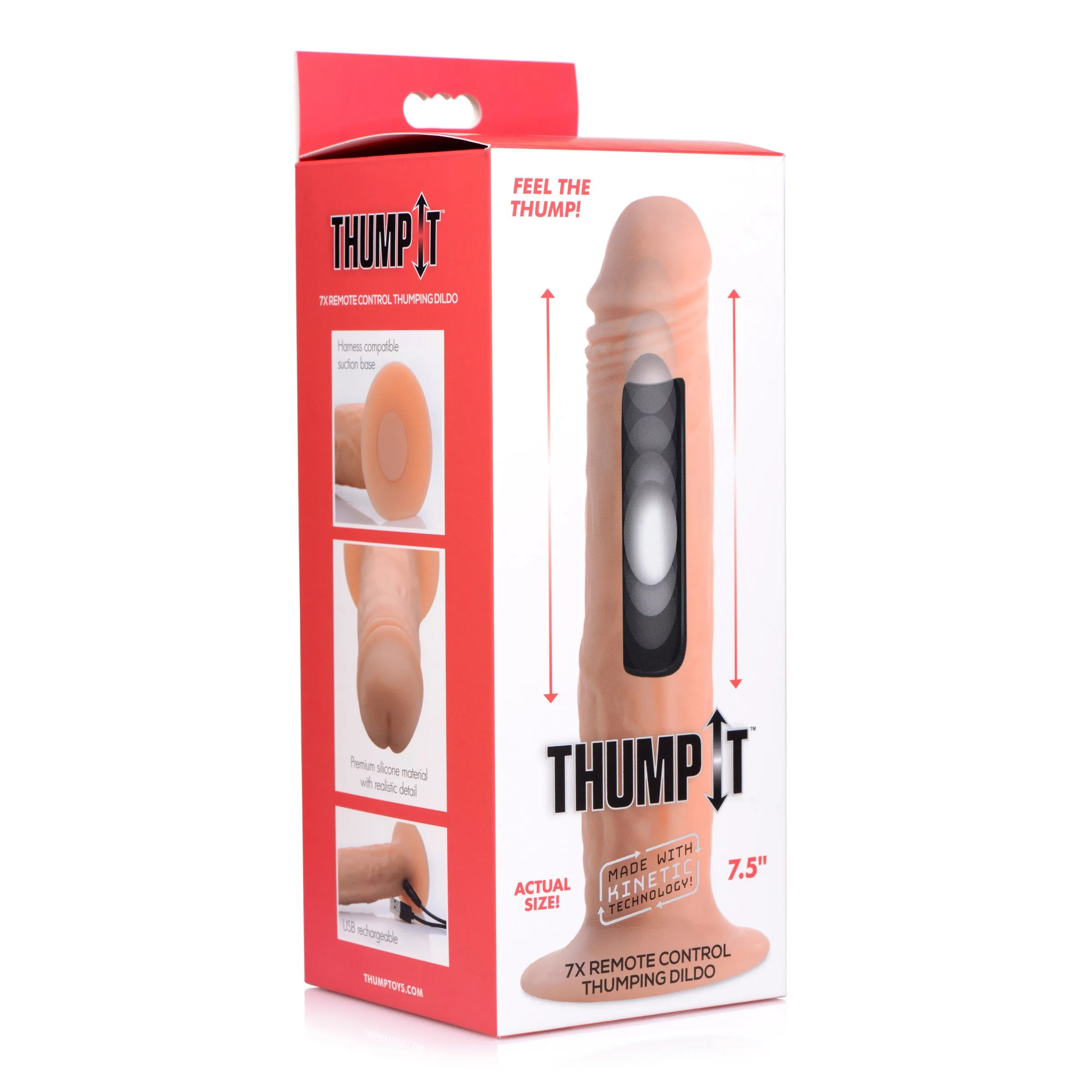7X Remote control Thumping Dildo - Medium