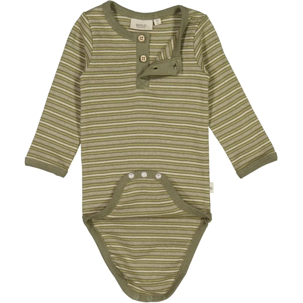 Body Placket LS - heather green stripe