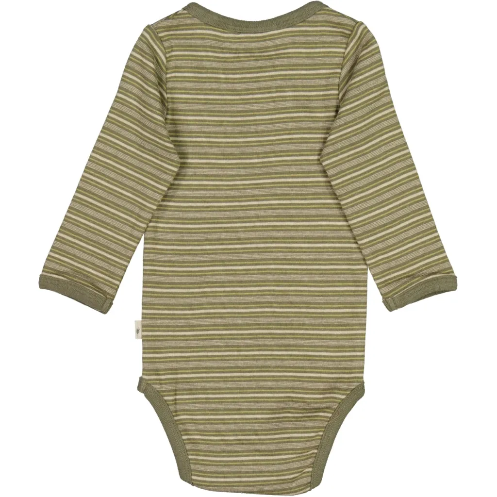 Body Placket LS - heather green stripe