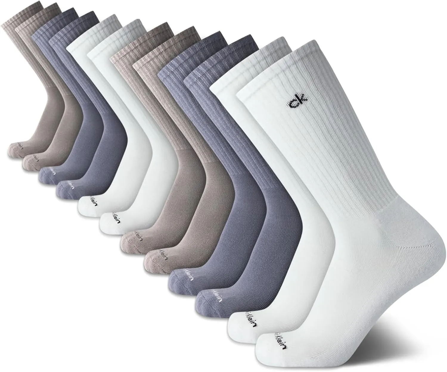 Calvin Klein Men's Crew Socks - 12 Pack Performance Cushioned Comfort Mid-Calf Socks - Athletic Socks for Men (Sizes: 7-12)