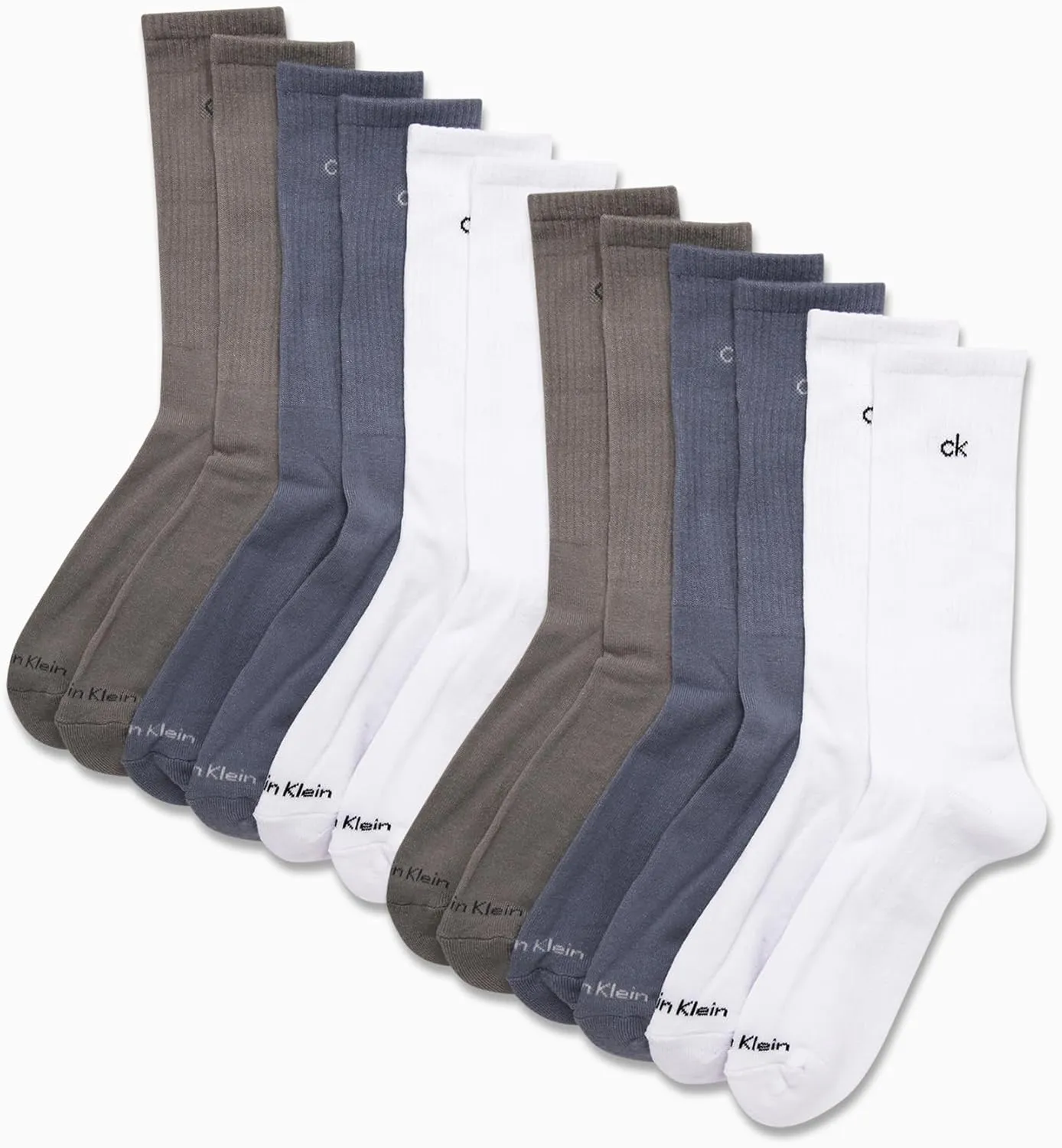 Calvin Klein Men's Crew Socks - 12 Pack Performance Cushioned Comfort Mid-Calf Socks - Athletic Socks for Men (Sizes: 7-12)