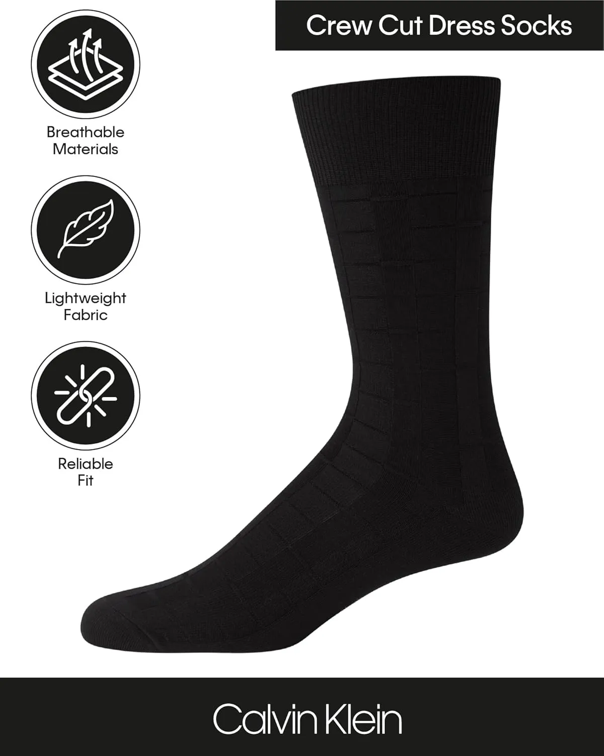 Calvin Klein Mens Dress Socks - 1 Pair Egyptian Cotton Blend with Comfort Stay-Up Cuff - Soft, Breathable & Smooth Crew Socks