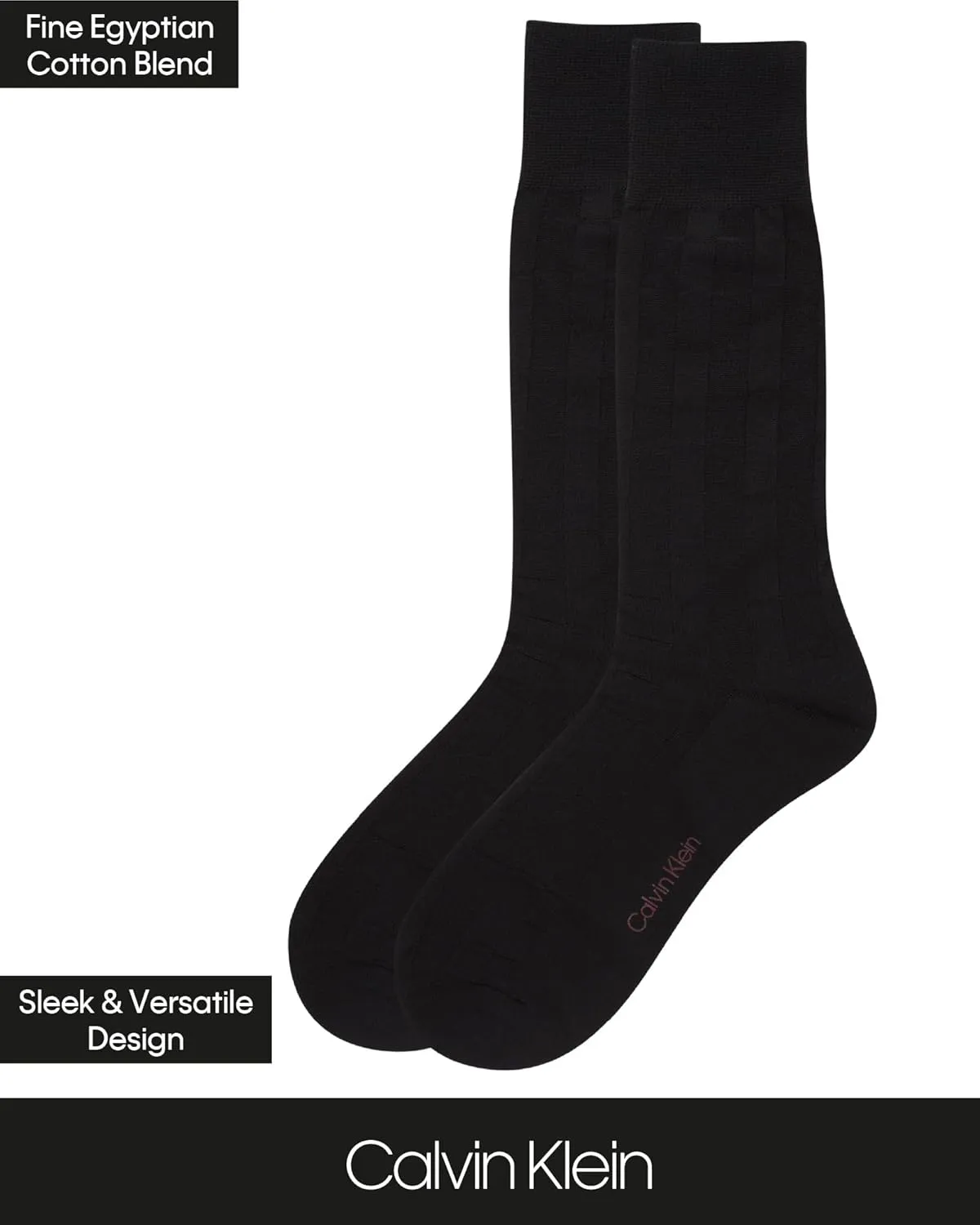 Calvin Klein Mens Dress Socks - 1 Pair Egyptian Cotton Blend with Comfort Stay-Up Cuff - Soft, Breathable & Smooth Crew Socks