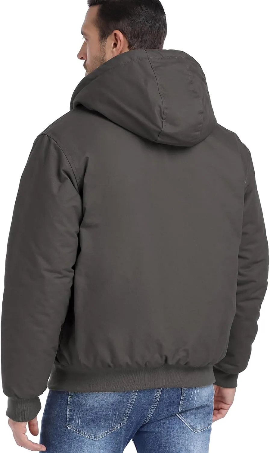CARWORNIC Men's Winter Hooded Active Jacket with Warm Quilted-Lined Cotton Outdoor Workwear Coats