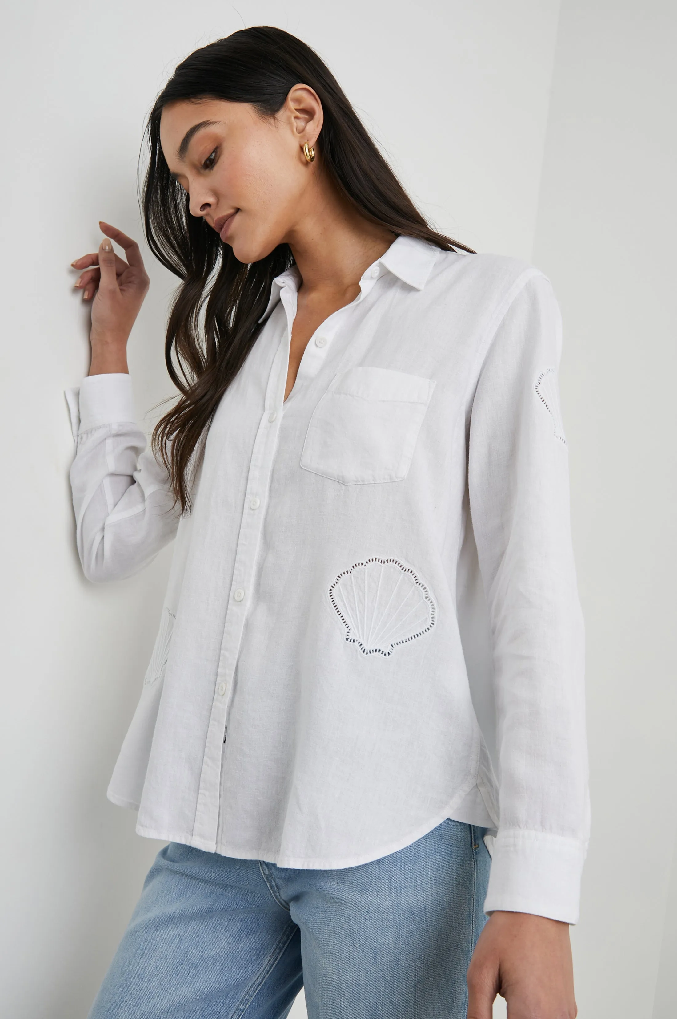 CHARLI SHIRT - WHITE EYELET SHELLS