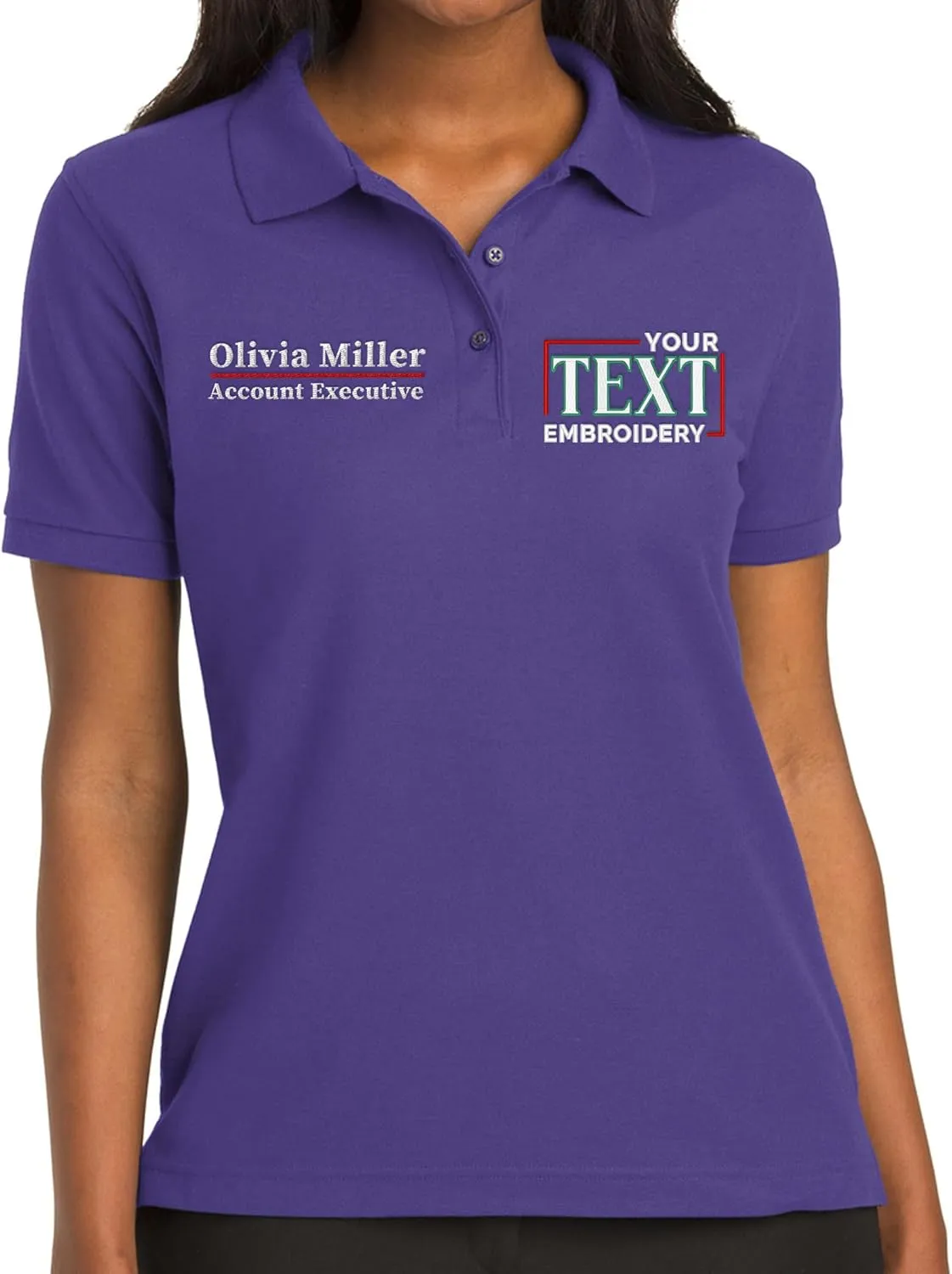 Custom Embroidered Polo Shirts for Women Personalized Add Your Name Text Polo Shirts for Ladies