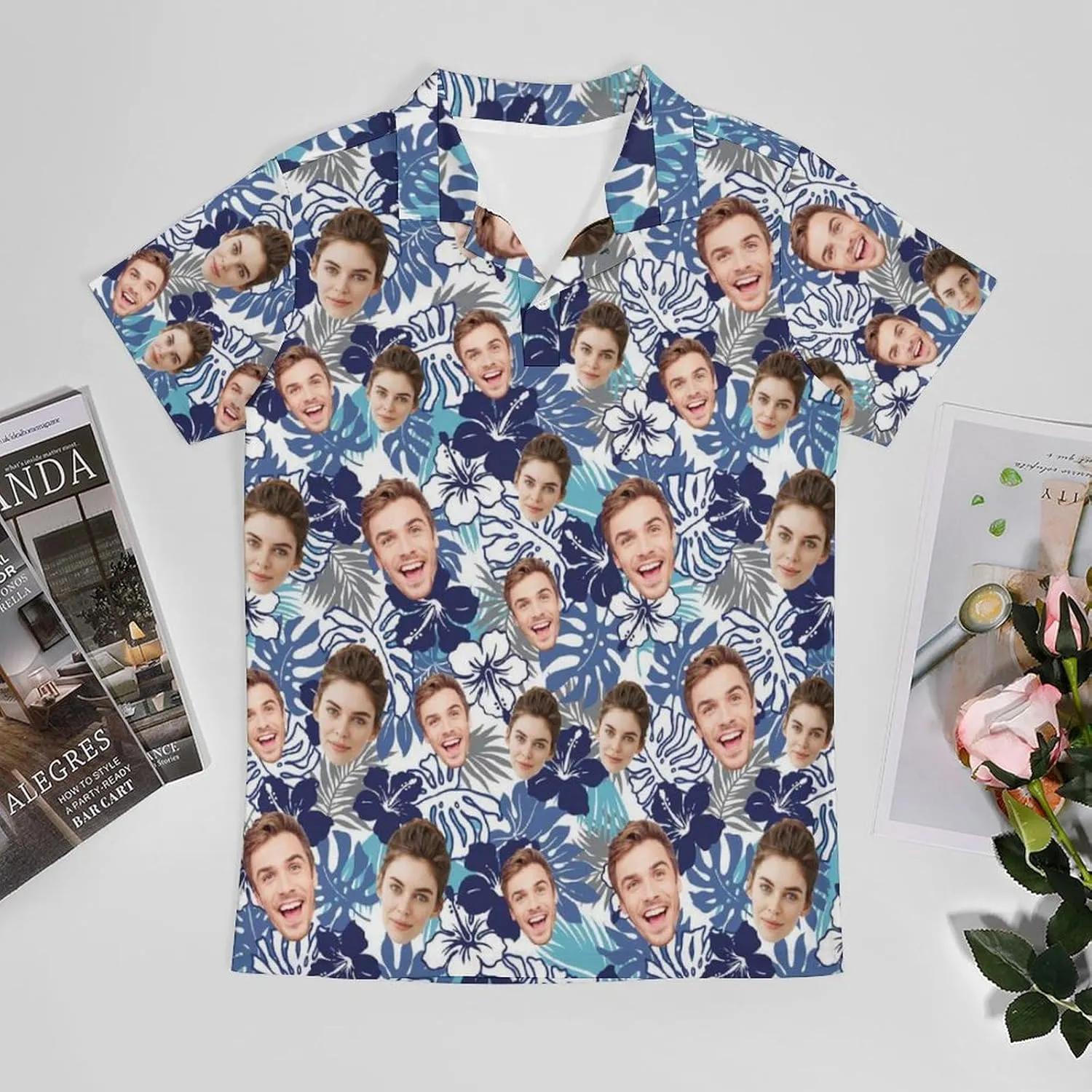 Custom Polo Shirts Design Your Own,Personalized Polo T-Shirt for Men,Customized Funny Golf Tee Shirt with Faces