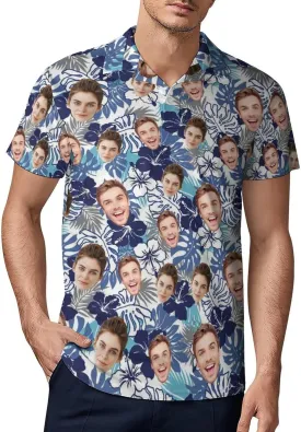 Custom Polo Shirts Design Your Own,Personalized Polo T-Shirt for Men,Customized Funny Golf Tee Shirt with Faces