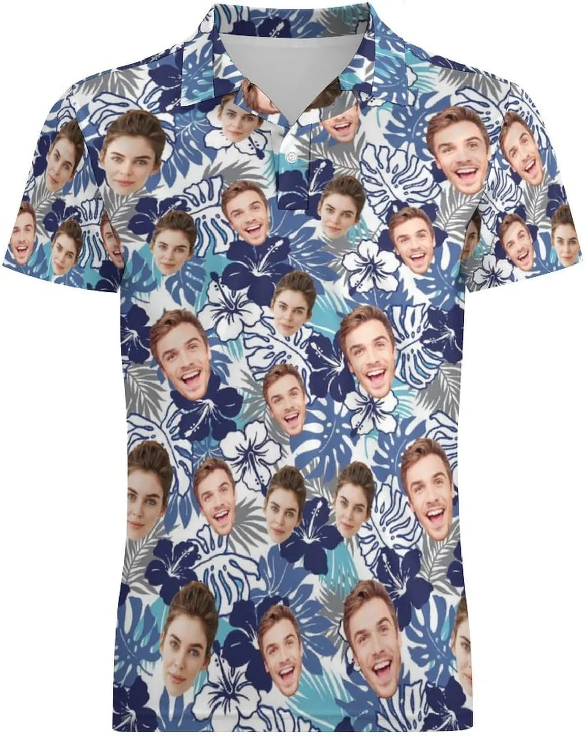 Custom Polo Shirts Design Your Own,Personalized Polo T-Shirt for Men,Customized Funny Golf Tee Shirt with Faces