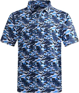 DEOLAX Mens Golf Shirt Fashion Prints Athletic Mens Polo Shirts Short Sleeve Classic Casual Dry Fit Soft Golf Shirts for Men