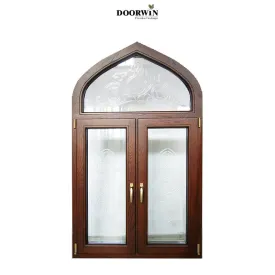 Doorwin arched wood frame casement window modern design tilt and turn wood windows