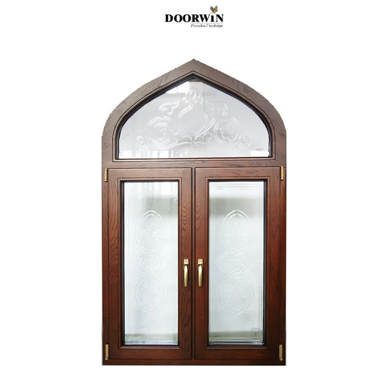 Doorwin arched wood frame casement window modern design tilt and turn wood windows