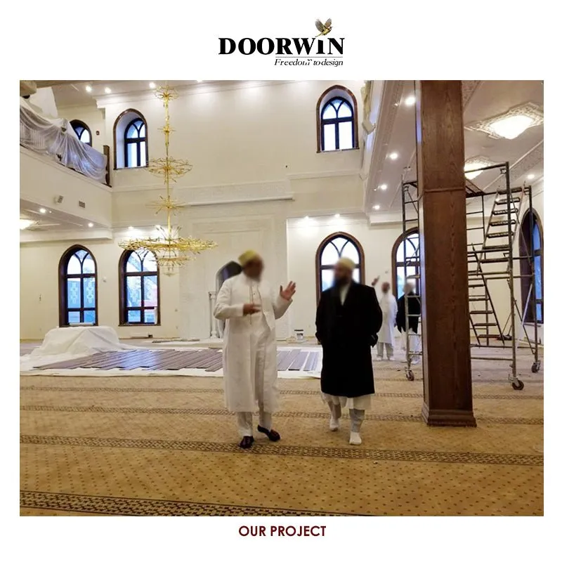 Doorwin arched wood frame casement window modern design tilt and turn wood windows