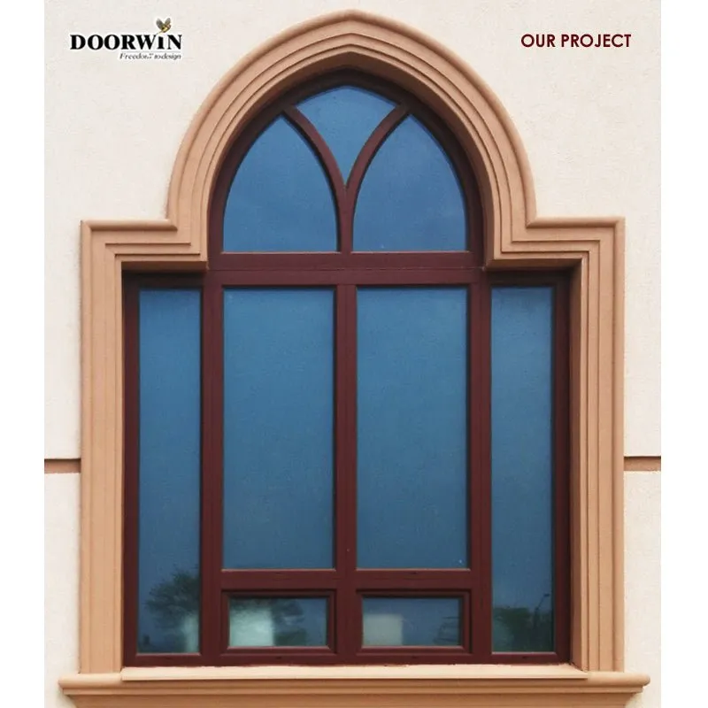 Doorwin arched wood frame casement window modern design tilt and turn wood windows