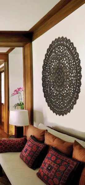 Elegant Medallion Wood Carved Wall Plaque. Round Wood Carved Floral Wall Art. Asian Home Decor Wood Wall Panels. Wall Hangings. Wood Wall Decor. Size 36" Color Options Available