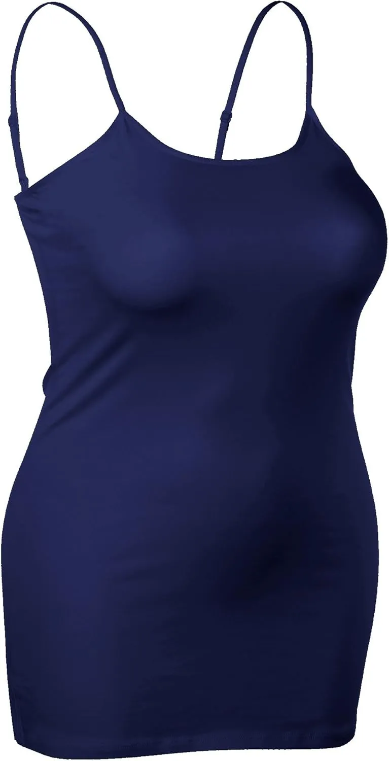 Emmalise Women's Basic Casual Long Camisole Adjustable Strap Cami Layering Top