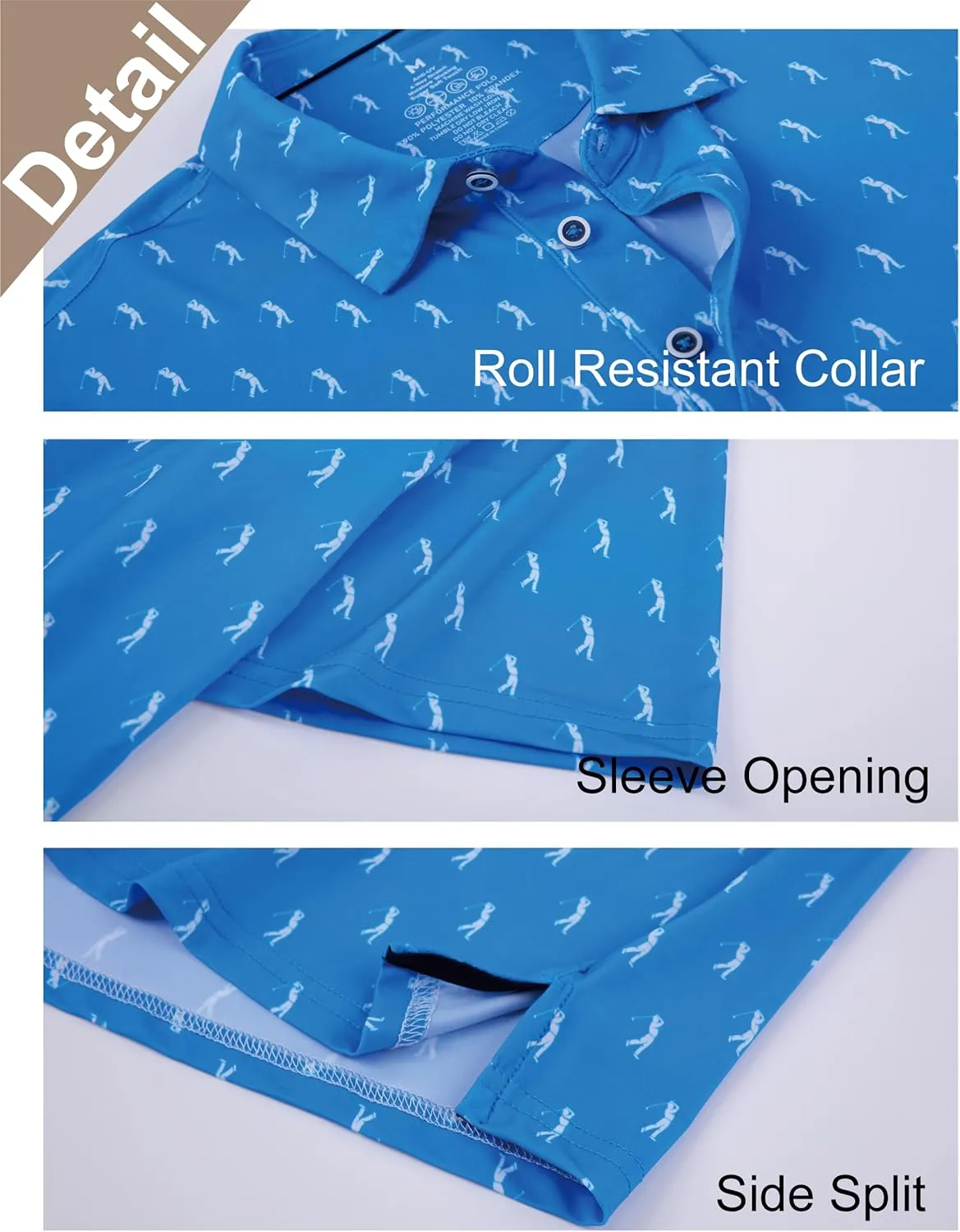 Esabel.C Golf Shirts for Men Dry Fit Performance Short Sleeve Print Moisture Wicking Collared Shirt