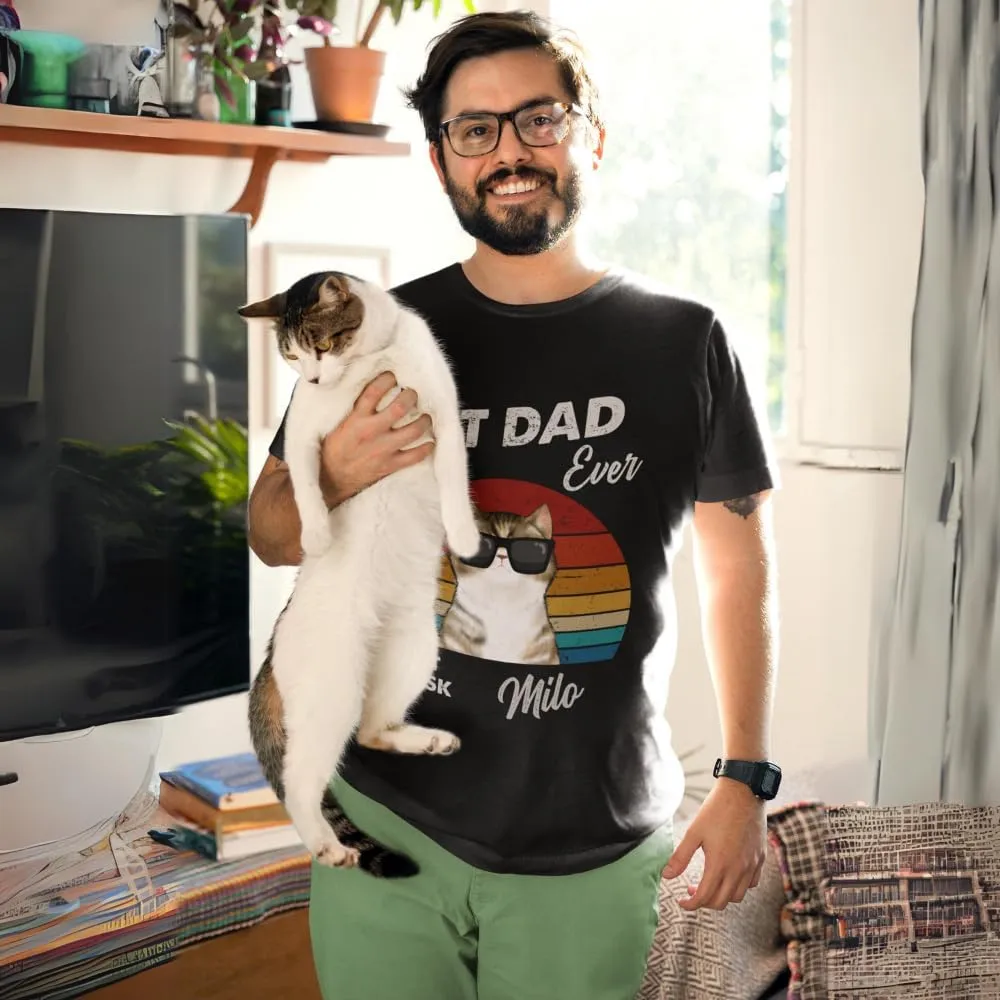 Gossby Personalized Cat Dad T-Shirt - Custom Gift for Best Cat Dad, Men Fathers Day, Christmas, Birthday - 7 Sizes