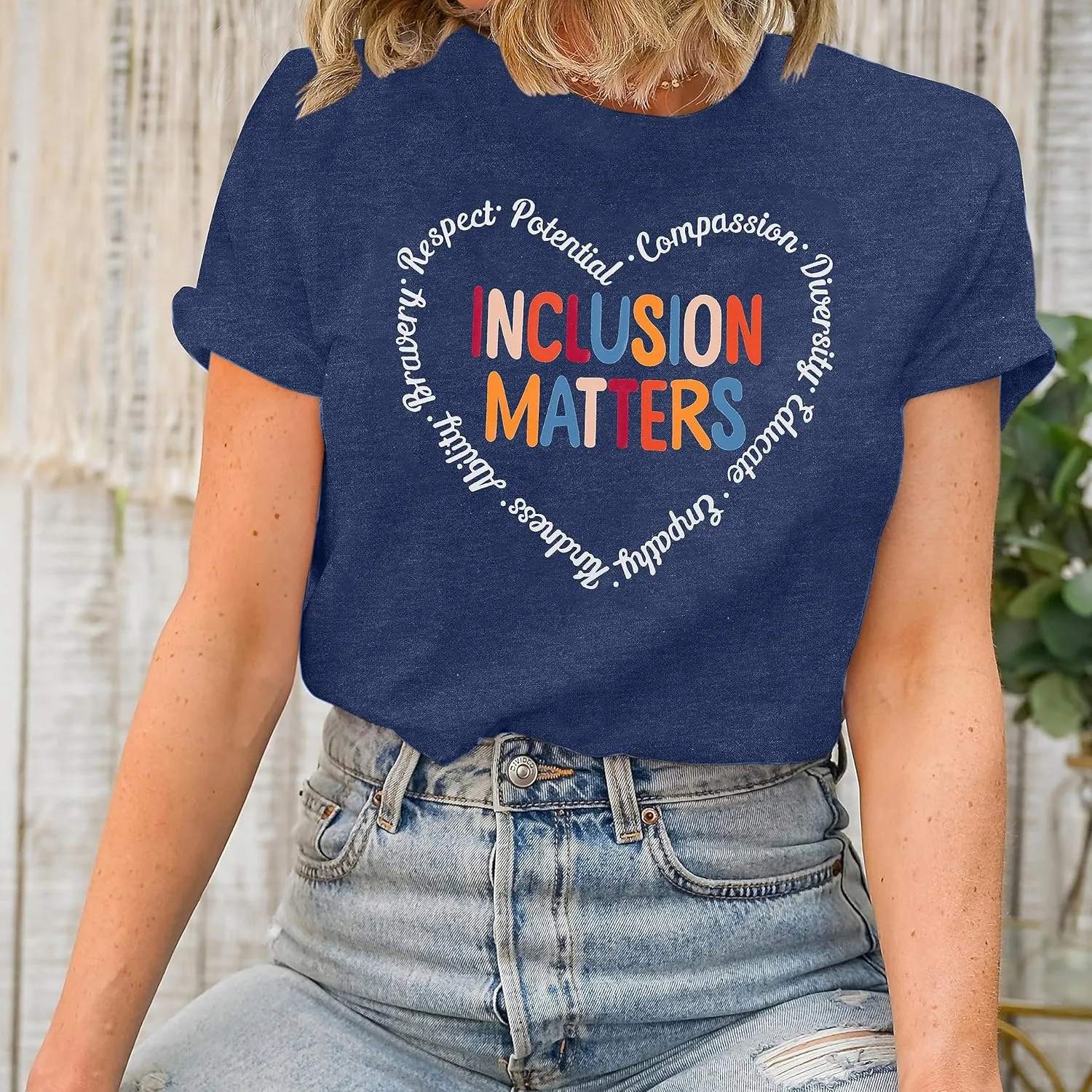 Inclusion Matters Shirt Women Mental Health T-Shirt Special Education Teacher Tee Tops Cute Neurodiversity Shirts