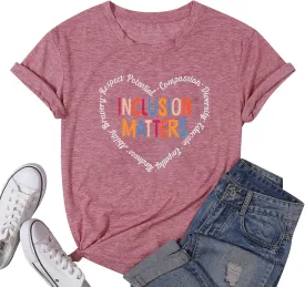 Inclusion Matters Shirt Women Mental Health T-Shirt Special Education Teacher Tee Tops Cute Neurodiversity Shirts