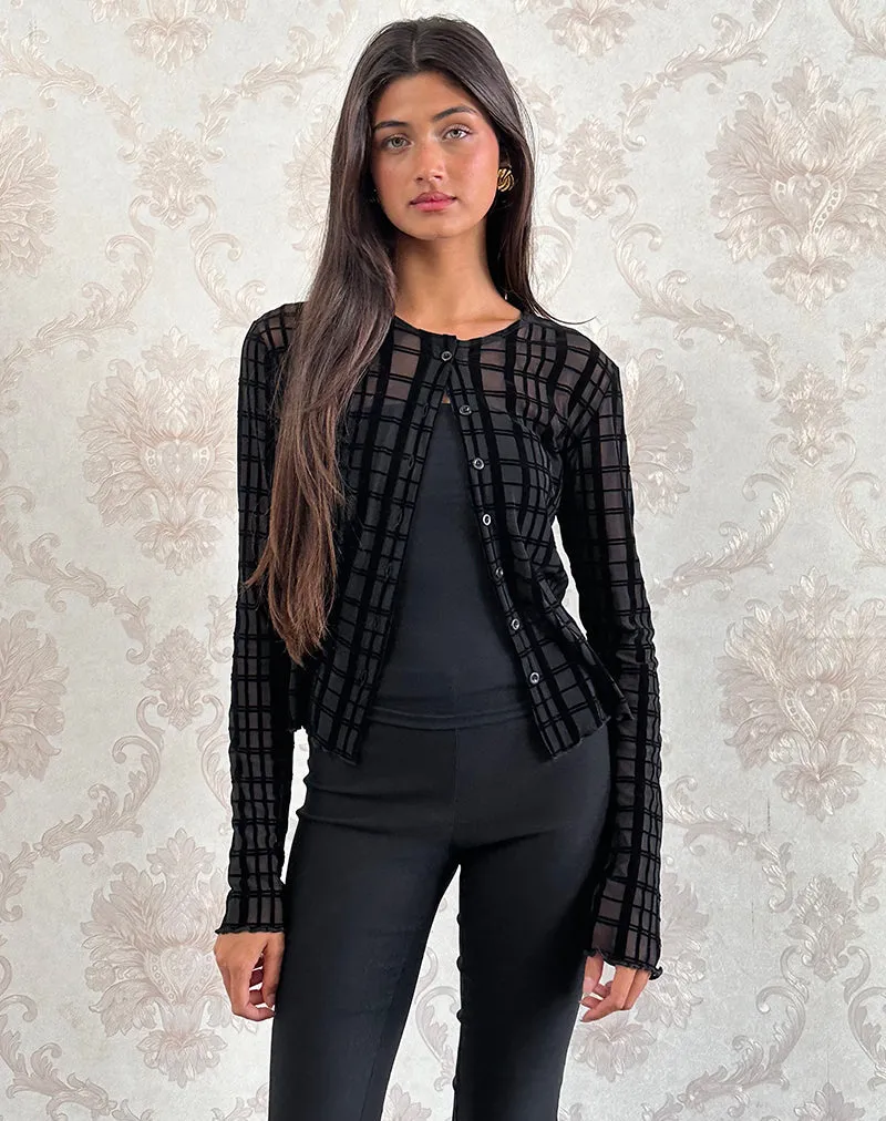 Kahula Shirt in Tonal Check Flock Black
