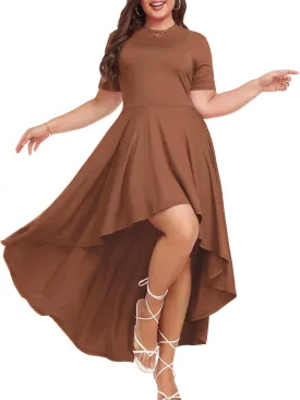 LALAGEN Plus Size Maxi Dress for Women Casual Short Sleeve Ruffle Flowy High Low Summer Long Dress 1X-6X