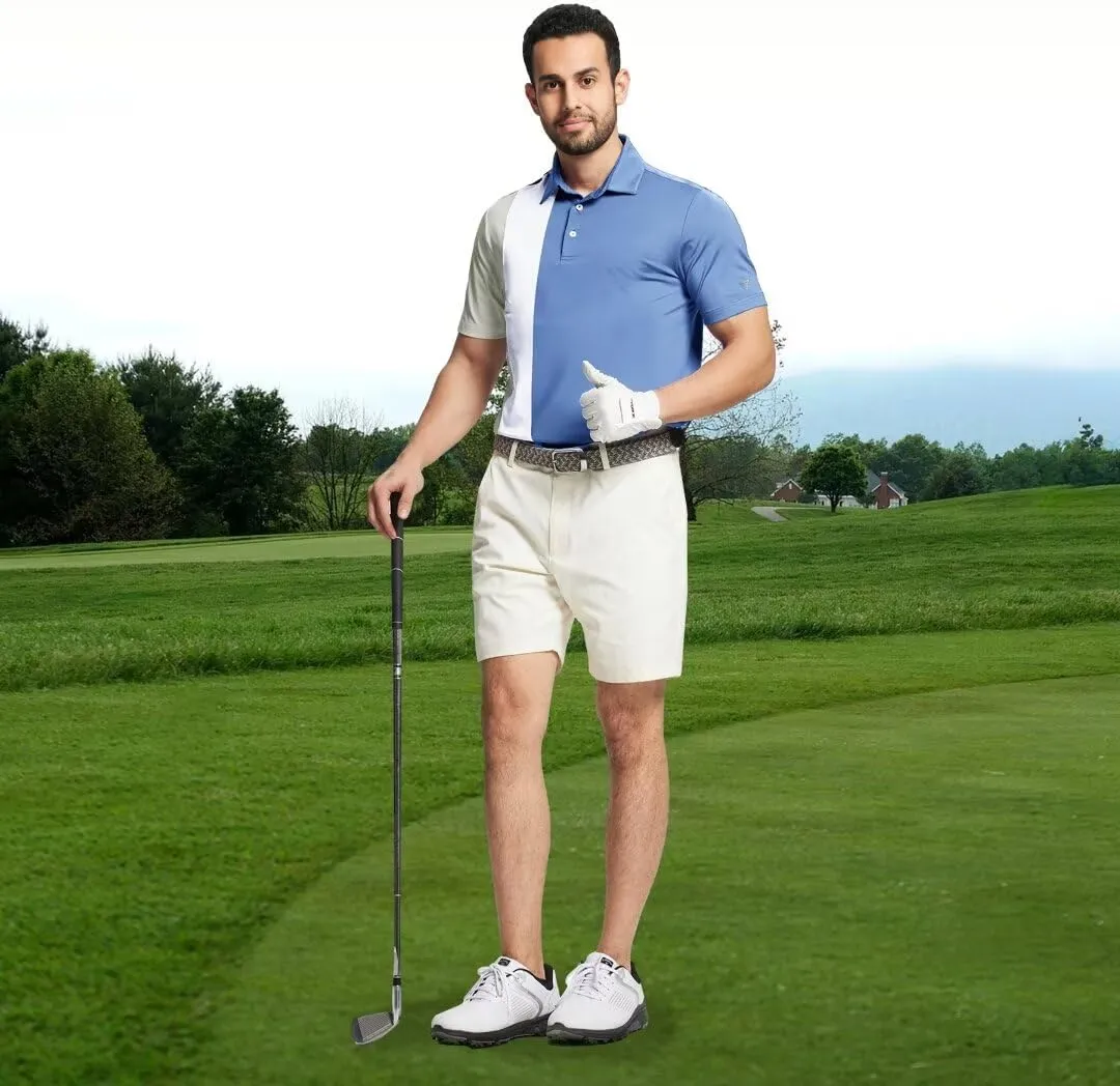 M MAELREG Mens Golf Polo Shirts Short Sleeve Dry Fit Casual Performance Moisture Wicking Color Block Polo Shirts for Men