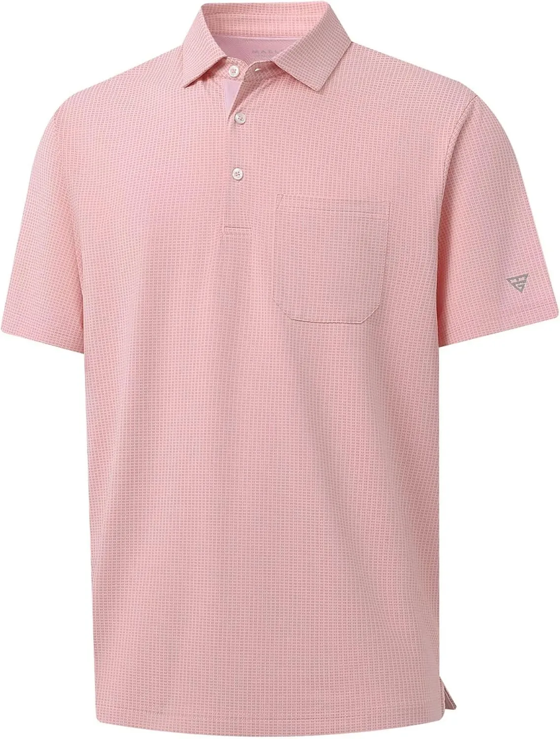 M MAELREG Mens Polo Shirts Short Sleeve Dry Fit Jacquard Performance Moisture Wicking Casual Pocket Golf Shirts for Men