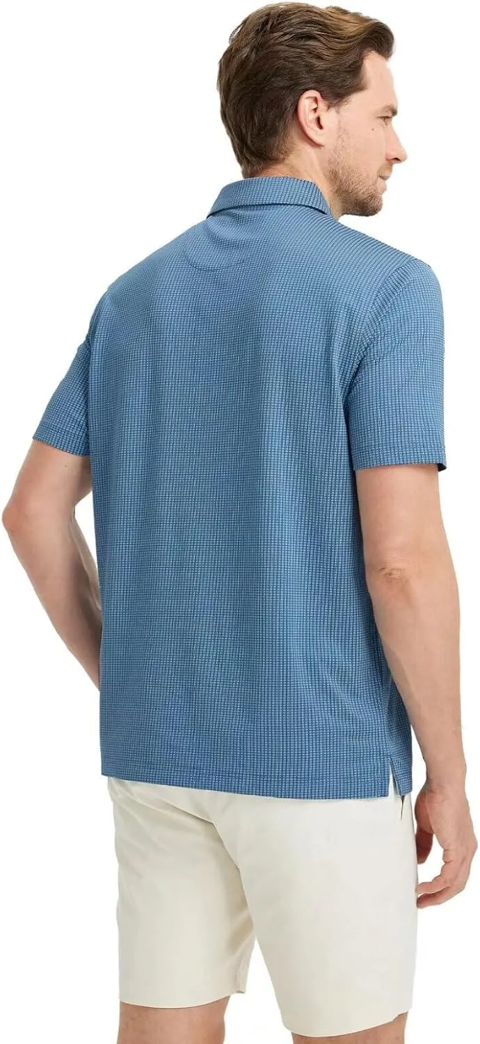 M MAELREG Mens Polo Shirts Short Sleeve Dry Fit Jacquard Performance Moisture Wicking Casual Pocket Golf Shirts for Men