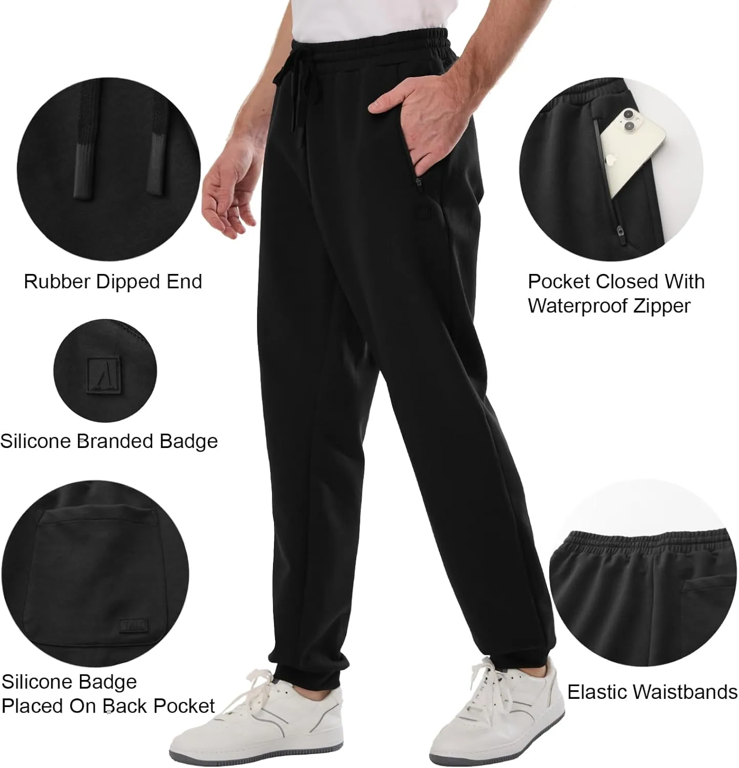Mens 34"/36" Inseam Sweatpants Workout Jogger Pants for Tall Men