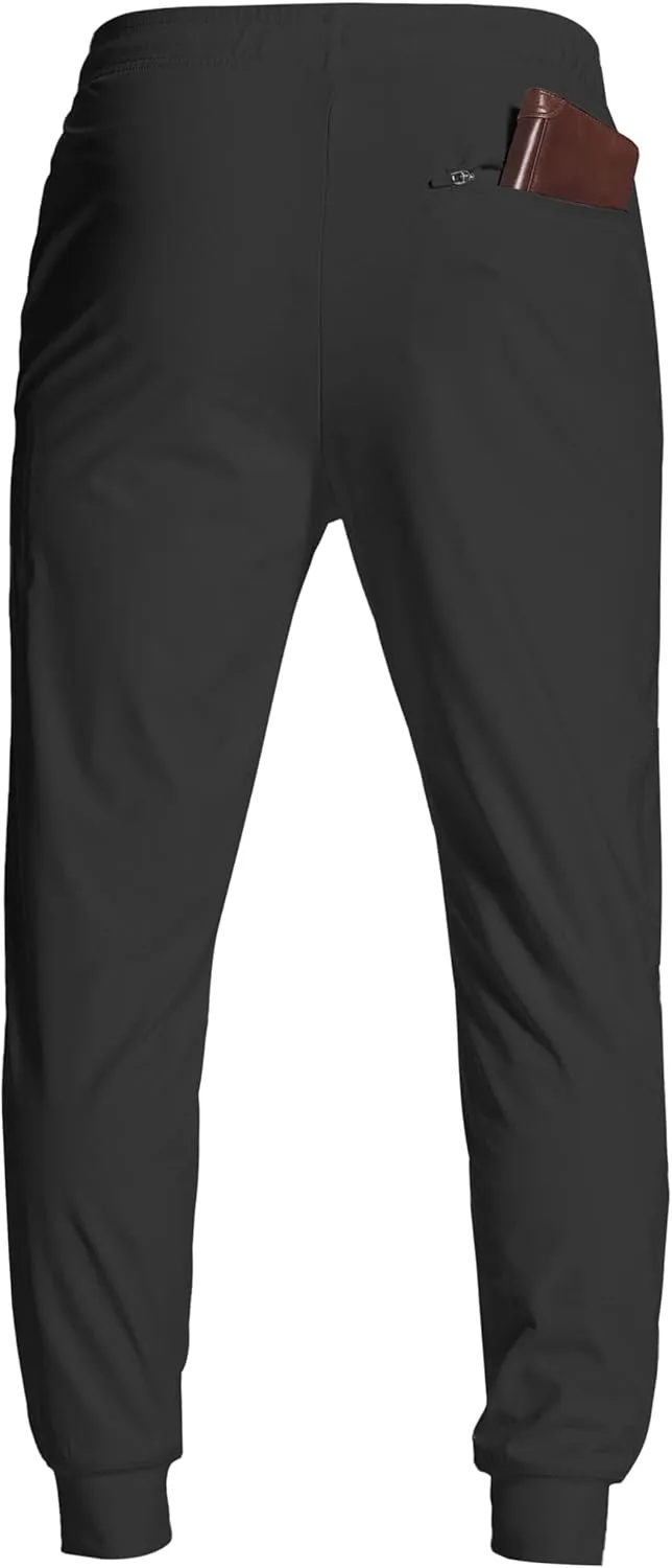 Men's Athletic Joggers with Zipper Pockets Stretch Track Pants Workout Running Gym Golf Sweatpants for Men