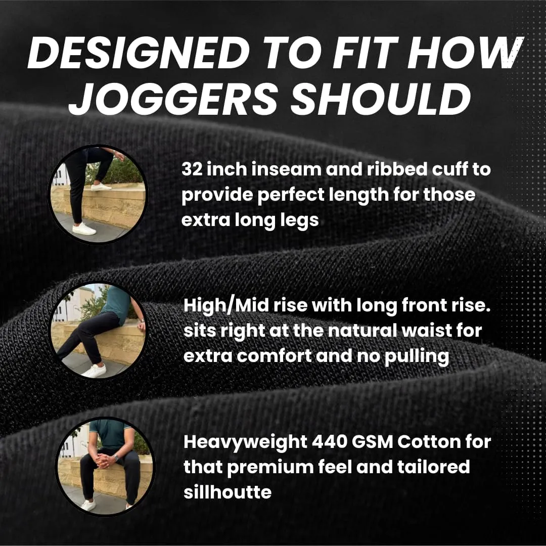 Men's Tall Joggers Sweatpants, 32 inch Inseam for Tall Men, Heavyweight Cotton, Athletic, Fitted, Ideal Activewear Loungewear