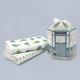 Muslin Swaddles Baby Gift Set, Blue