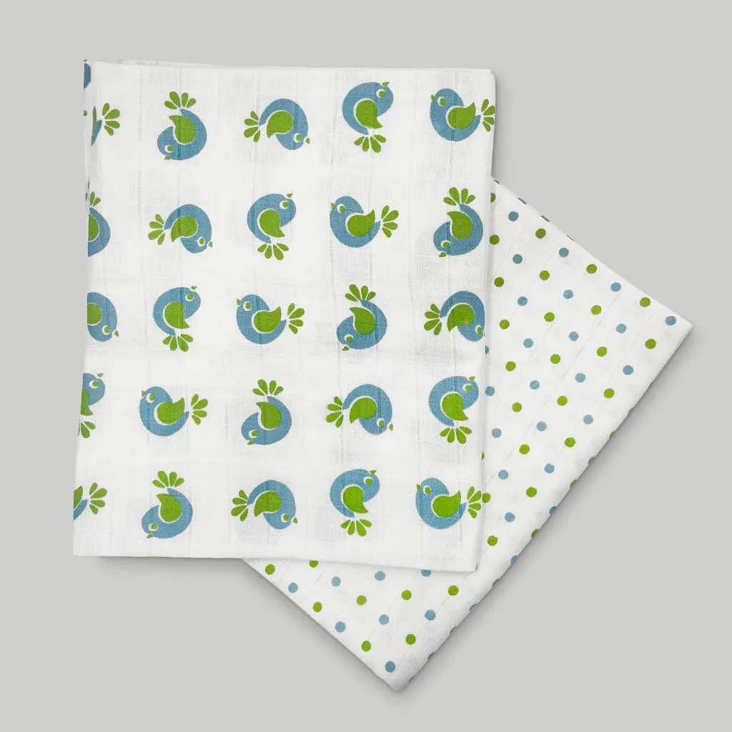 Muslin Swaddles Baby Gift Set, Blue