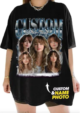 NAZENTI Custom Your Own Bootleg Rap Tee Shirts, Vintage Graphic 90s Shirt, Gifts for Boyfriend, Valentine Gifts for Him