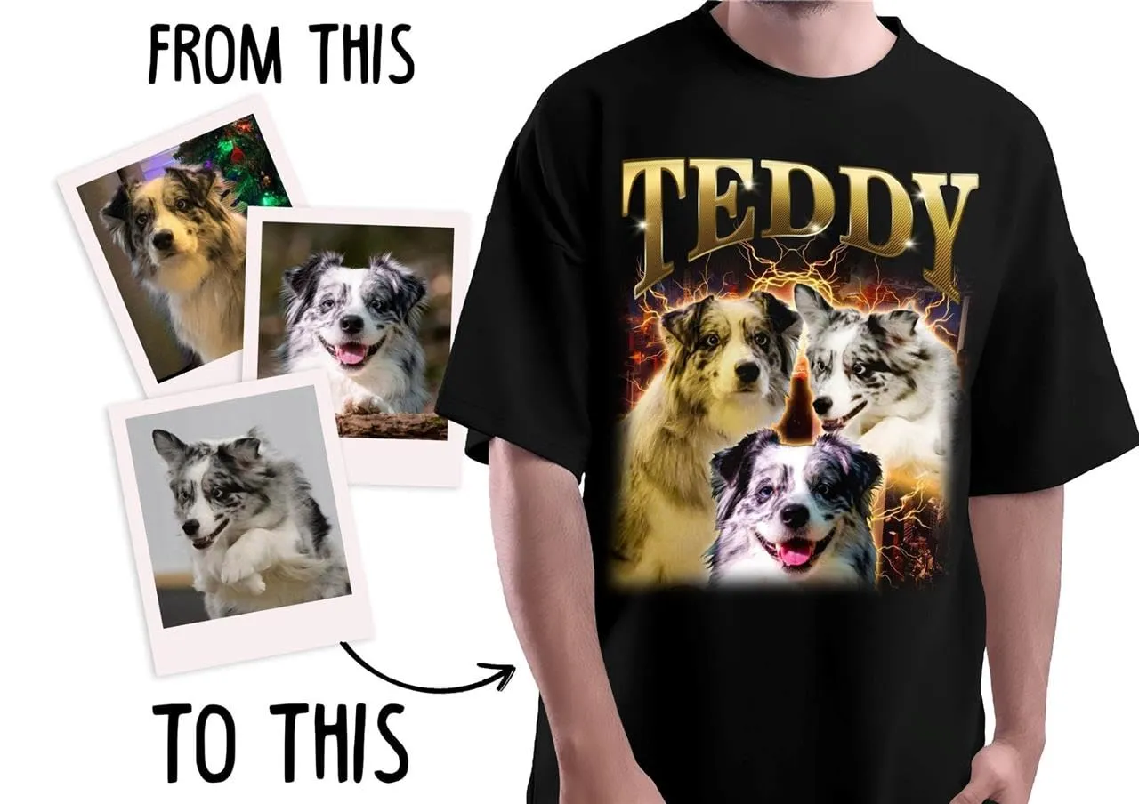 Personalized Bootleg Tee Custom Vintage Graphic 90s T-shirts With Photo Text Design Your Gifts for Christmas Birthday Valentine's Day (T-Shirt, XL)