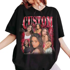 Personalized Bootleg Tee Custom Vintage Graphic 90s T-shirts With Photo Text Design Your Gifts for Christmas Birthday Valentine's Day (T-Shirt, XL)
