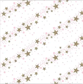 Pink Stars Bioglitter FSC Wrapping Paper Sheet