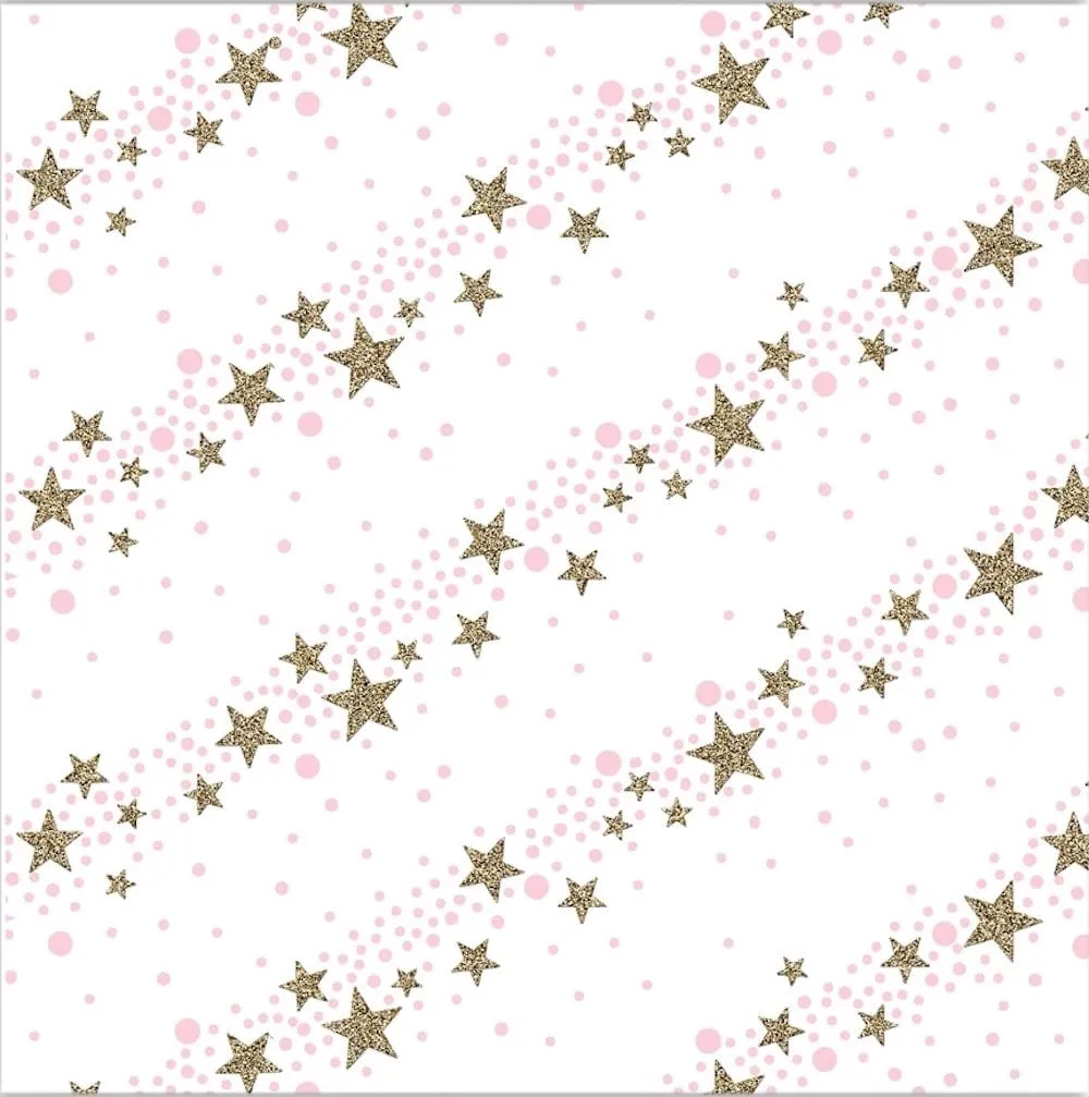 Pink Stars Bioglitter FSC Wrapping Paper Sheet