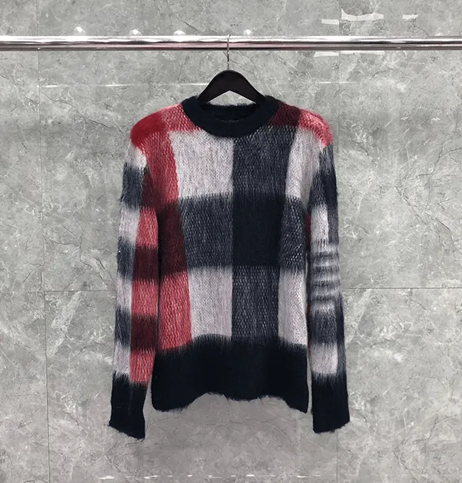 Pre Order:  Plaid Long Sleeves Mohair Sweater
