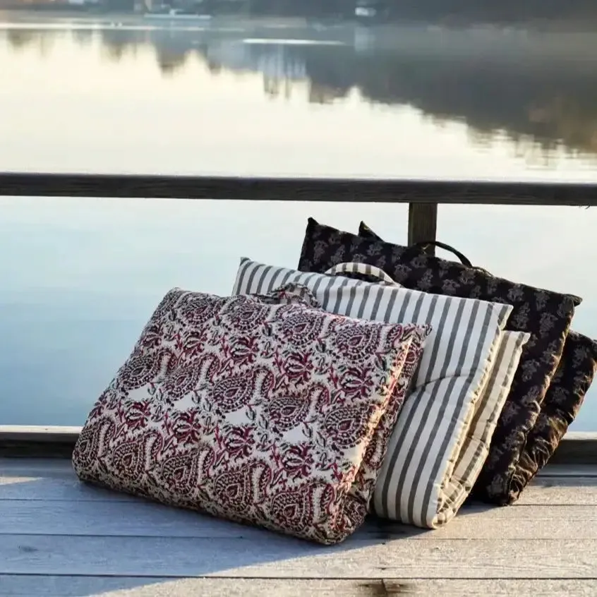 Printed Cotton Mattress 60x100 cm Grey Stripes