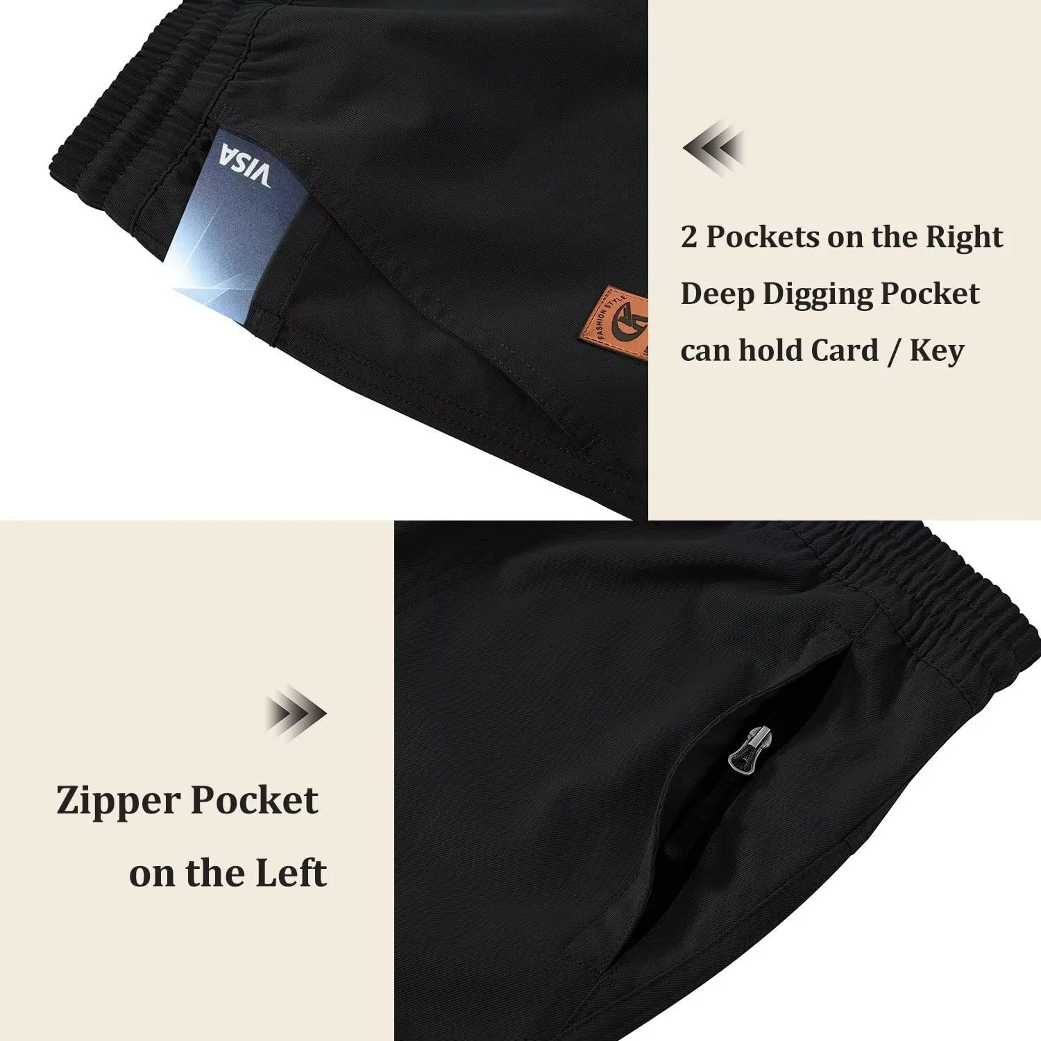 QPNGRP Men's Stretch Waist Casual Shorts with 5 Pockets Include 1 Zipper Pocket
