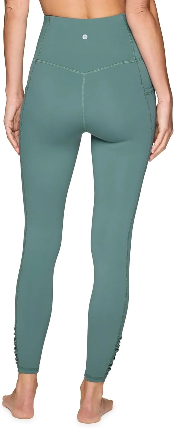 RBX Women's Full Length Fashion Workout Legging with Ruched Side, High Waisted Squat Proof Yoga Leggings with Pockets