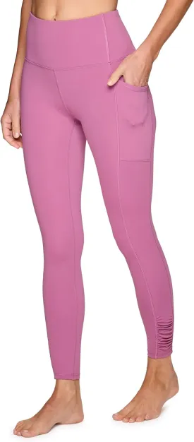 RBX Women's Full Length Fashion Workout Legging with Ruched Side, High Waisted Squat Proof Yoga Leggings with Pockets