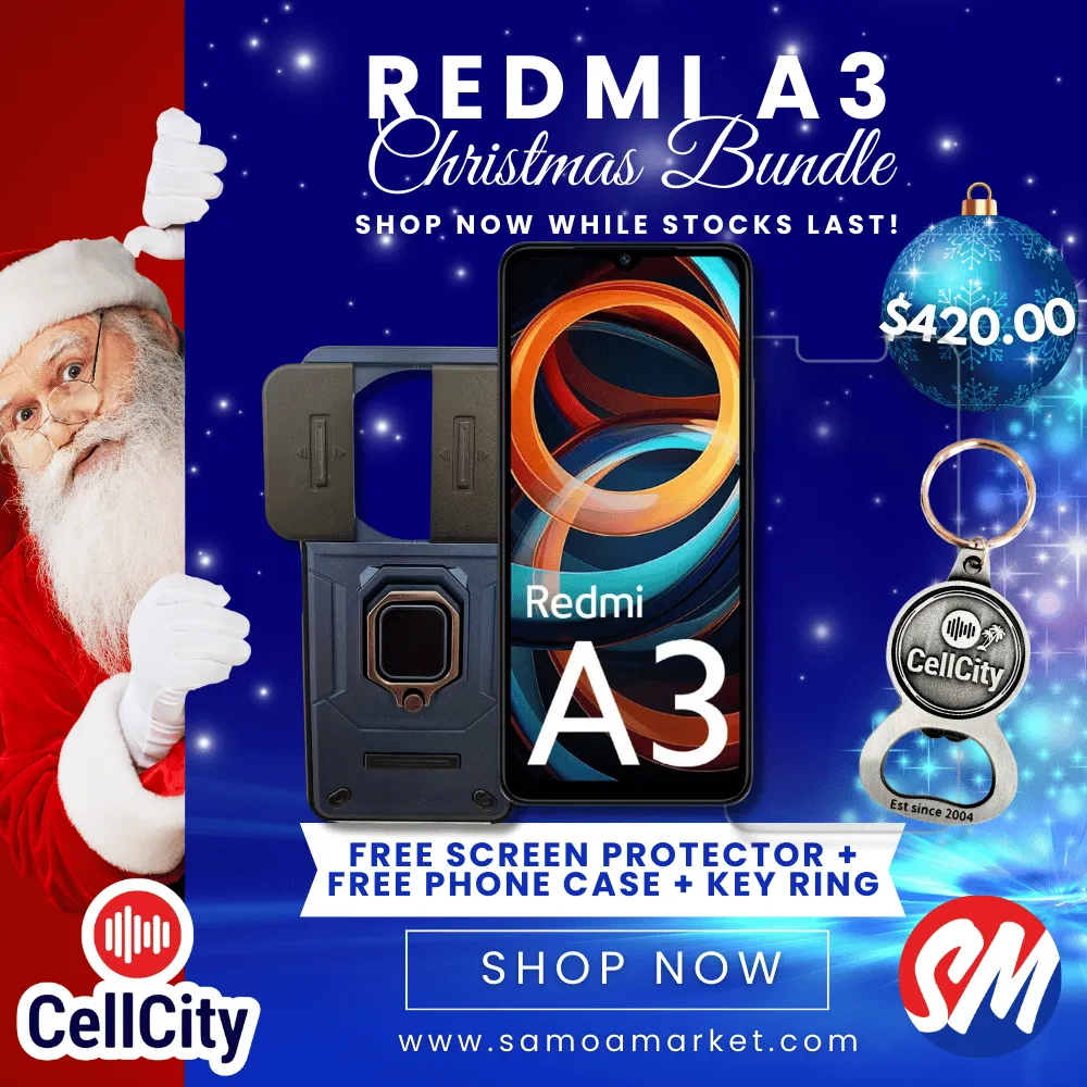 Redmi A3 Christmas Bundle - FREE Case   FREE Bottle Opener [PICK UP FROM CELL CITY UPOLU]