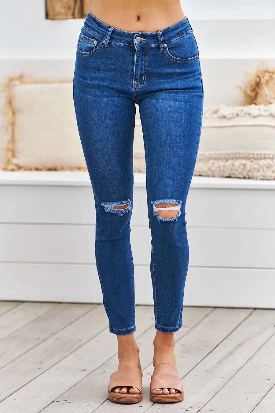 Rip knee Blue Denim